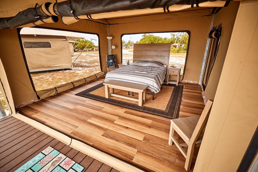 Glam tent with bed